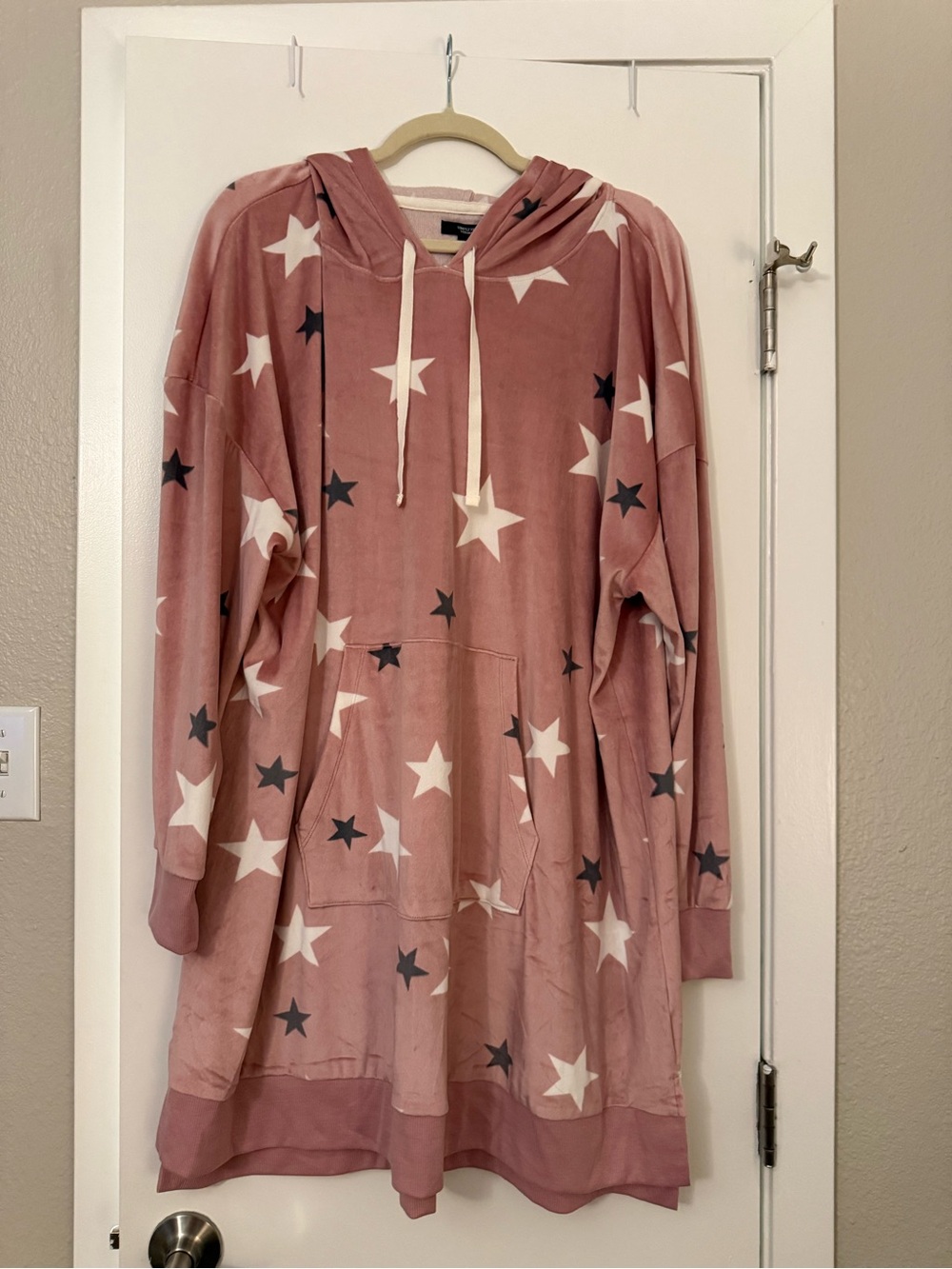 Vera Wang Star Print Hooded Sleepwear XXL- Dusty Rose